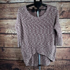 Express Womens‎ Medium Marled Knit Sweater Lace Up Side High Low Hem Mauve Boho